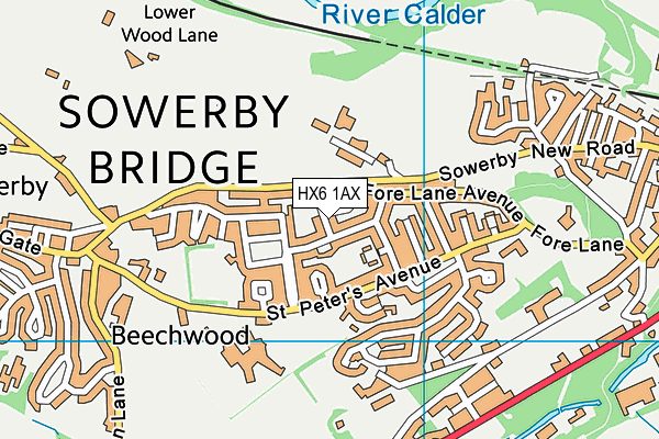 HX6 1AX map - OS VectorMap District (Ordnance Survey) HX6 1AX map - OS VectorMap District (Ordnance Survey)