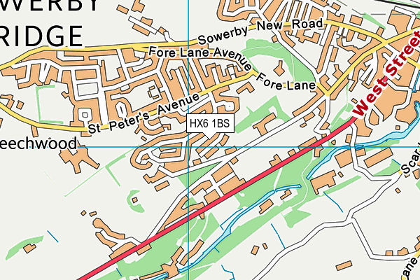 HX6 1BS map - OS VectorMap District (Ordnance Survey) HX6 1BS map - OS VectorMap District (Ordnance Survey)