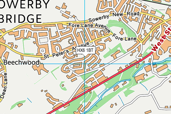 HX6 1BT map - OS VectorMap District (Ordnance Survey)