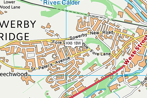 HX6 1BW map - OS VectorMap District (Ordnance Survey) HX6 1BW map - OS VectorMap District (Ordnance Survey)
