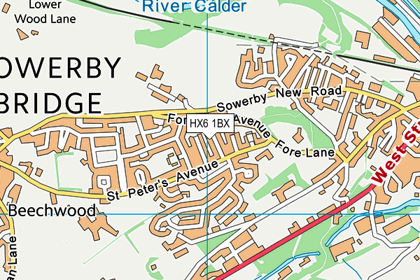 HX6 1BX map - OS VectorMap District (Ordnance Survey) HX6 1BX map - OS VectorMap District (Ordnance Survey)