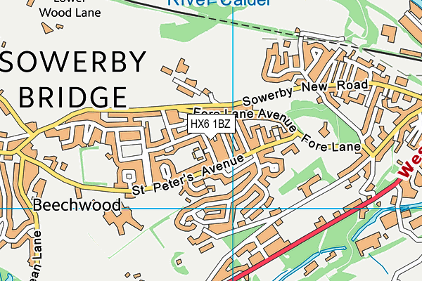 HX6 1BZ map - OS VectorMap District (Ordnance Survey) HX6 1BZ map - OS VectorMap District (Ordnance Survey)
