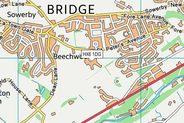 HX6 1DG map - OS VectorMap District (Ordnance Survey) HX6 1DG map - OS VectorMap District (Ordnance Survey)