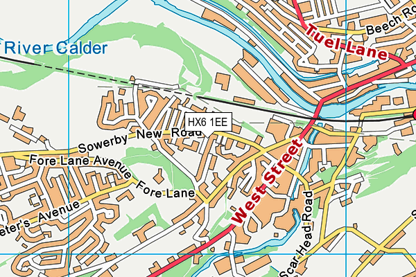 HX6 1EE map - OS VectorMap District (Ordnance Survey) HX6 1EE map - OS VectorMap District (Ordnance Survey)