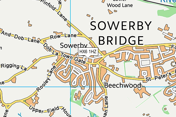 HX6 1HZ map - OS VectorMap District (Ordnance Survey)