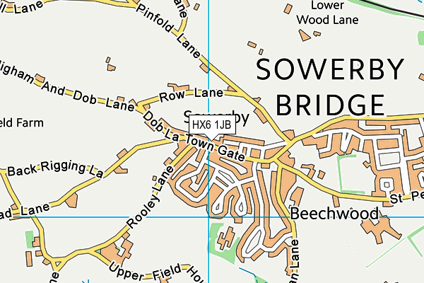 HX6 1JB map - OS VectorMap District (Ordnance Survey) HX6 1JB map - OS VectorMap District (Ordnance Survey)