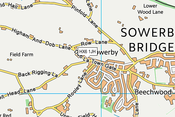 HX6 1JH map - OS VectorMap District (Ordnance Survey)