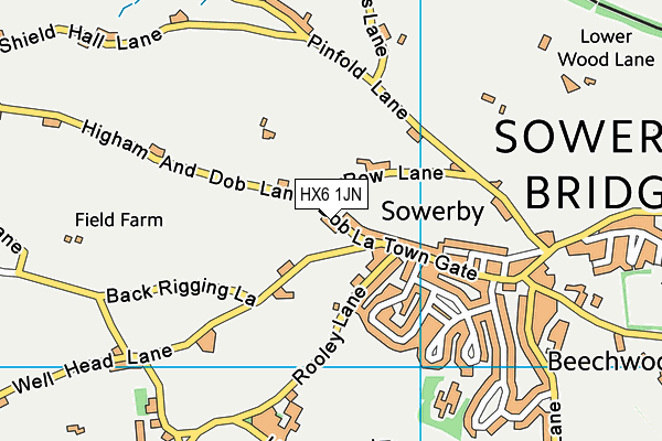 HX6 1JN map - OS VectorMap District (Ordnance Survey) HX6 1JN map - OS VectorMap District (Ordnance Survey)