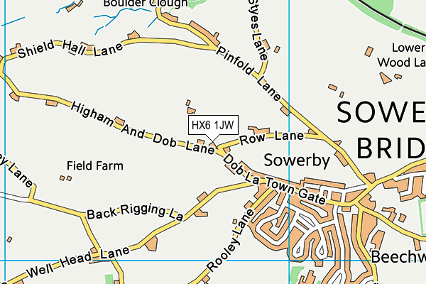 HX6 1JW map - OS VectorMap District (Ordnance Survey) HX6 1JW map - OS VectorMap District (Ordnance Survey)