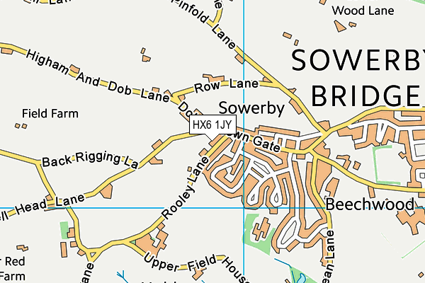 HX6 1JY map - OS VectorMap District (Ordnance Survey) HX6 1JY map - OS VectorMap District (Ordnance Survey)