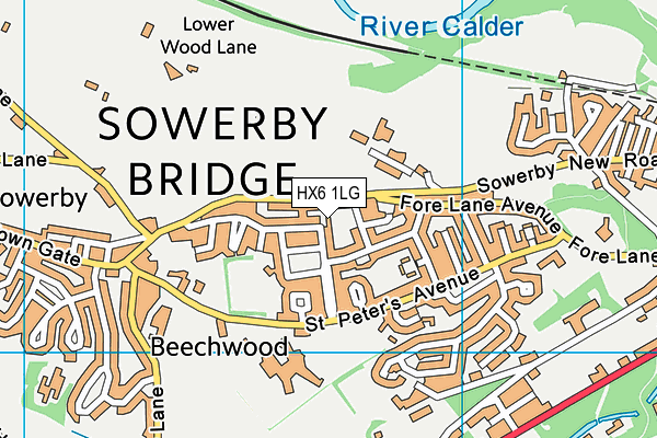 HX6 1LG map - OS VectorMap District (Ordnance Survey) HX6 1LG map - OS VectorMap District (Ordnance Survey)