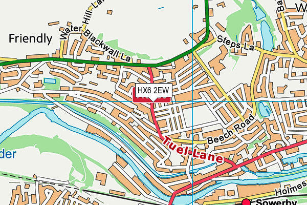 HX6 2EW map - OS VectorMap District (Ordnance Survey) HX6 2EW map - OS VectorMap District (Ordnance Survey)