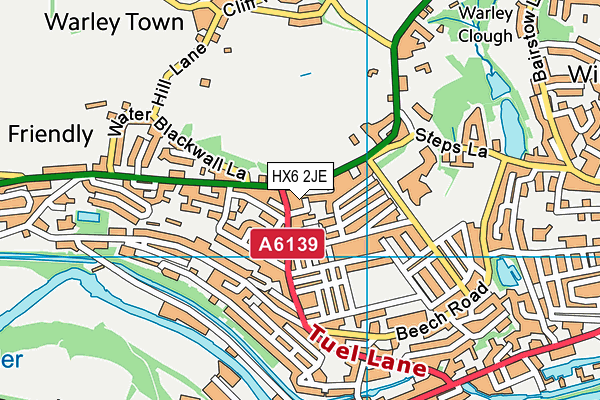 HX6 2JE map - OS VectorMap District (Ordnance Survey) HX6 2JE map - OS VectorMap District (Ordnance Survey)