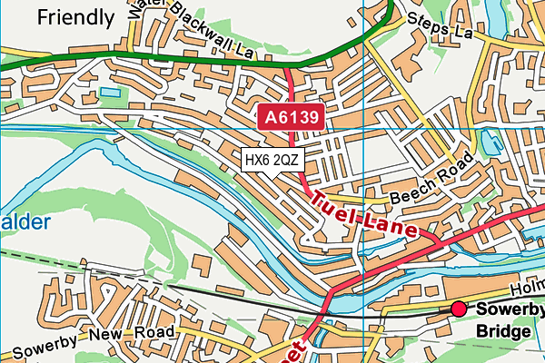 HX6 2QZ map - OS VectorMap District (Ordnance Survey)