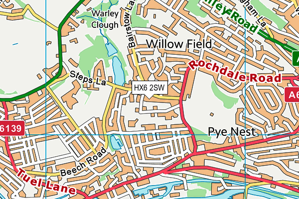 HX6 2SW map - OS VectorMap District (Ordnance Survey) HX6 2SW map - OS VectorMap District (Ordnance Survey)