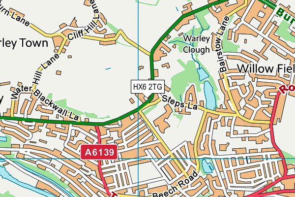 HX6 2TG map - OS VectorMap District (Ordnance Survey)