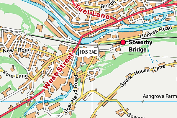 HX6 3AE map - OS VectorMap District (Ordnance Survey) HX6 3AE map - OS VectorMap District (Ordnance Survey)