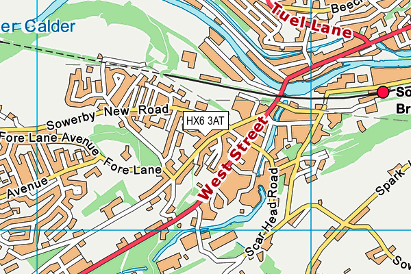 HX6 3AT map - OS VectorMap District (Ordnance Survey) HX6 3AT map - OS VectorMap District (Ordnance Survey)