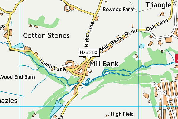 HX6 3DX map - OS VectorMap District (Ordnance Survey) HX6 3DX map - OS VectorMap District (Ordnance Survey)