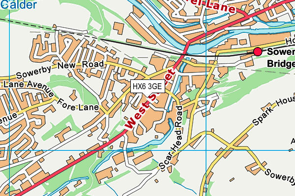 HX6 3GE map - OS VectorMap District (Ordnance Survey) HX6 3GE map - OS VectorMap District (Ordnance Survey)