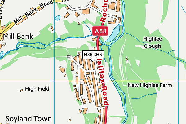 HX6 3HN map - OS VectorMap District (Ordnance Survey)