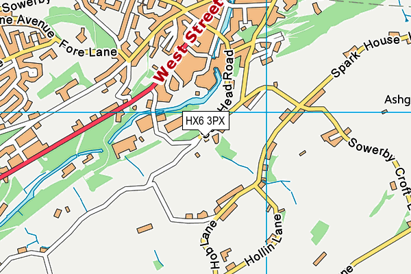 HX6 3PX map - OS VectorMap District (Ordnance Survey)