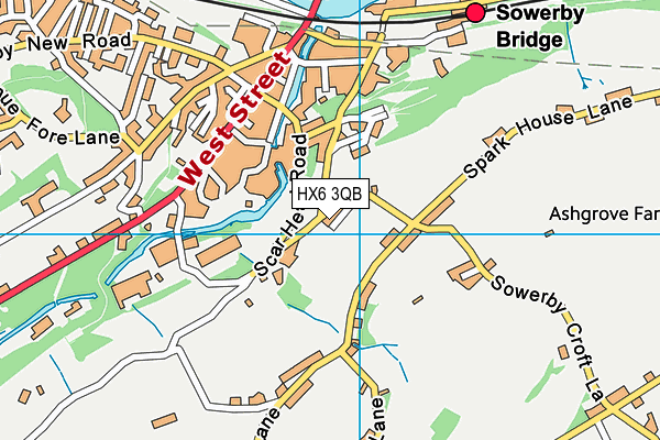 HX6 3QB map - OS VectorMap District (Ordnance Survey) HX6 3QB map - OS VectorMap District (Ordnance Survey)