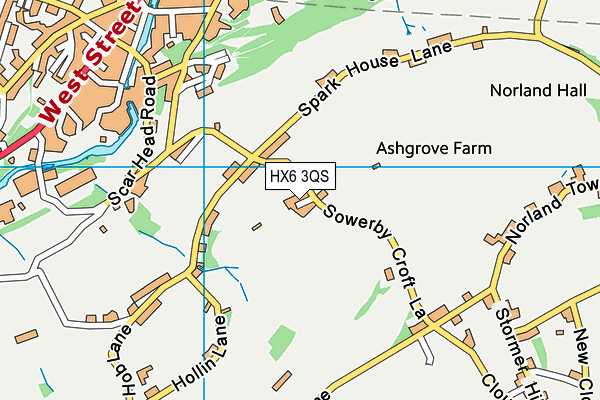 HX6 3QS map - OS VectorMap District (Ordnance Survey) HX6 3QS map - OS VectorMap District (Ordnance Survey)
