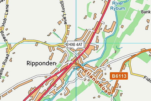 HX6 4AT map - OS VectorMap District (Ordnance Survey) HX6 4AT map - OS VectorMap District (Ordnance Survey)