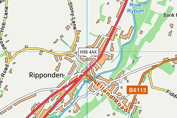 HX6 4AX map - OS VectorMap District (Ordnance Survey) HX6 4AX map - OS VectorMap District (Ordnance Survey)