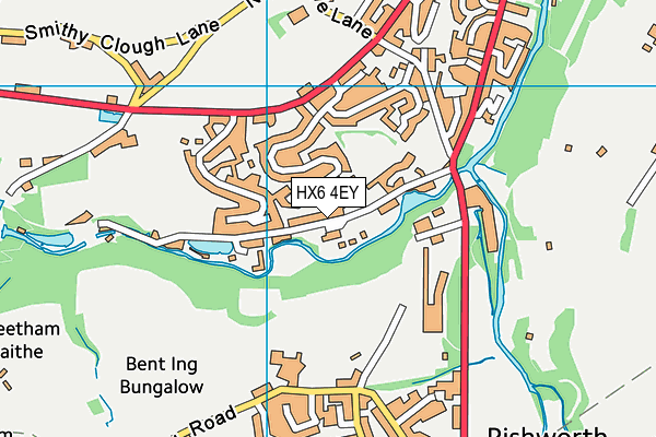 HX6 4EY map - OS VectorMap District (Ordnance Survey) HX6 4EY map - OS VectorMap District (Ordnance Survey)