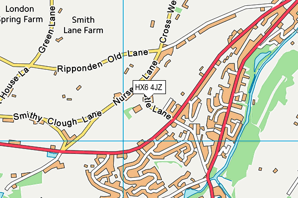 HX6 4JZ map - OS VectorMap District (Ordnance Survey)