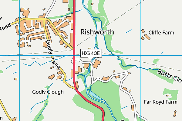 HX6 4QE map - OS VectorMap District (Ordnance Survey) HX6 4QE map - OS VectorMap District (Ordnance Survey)