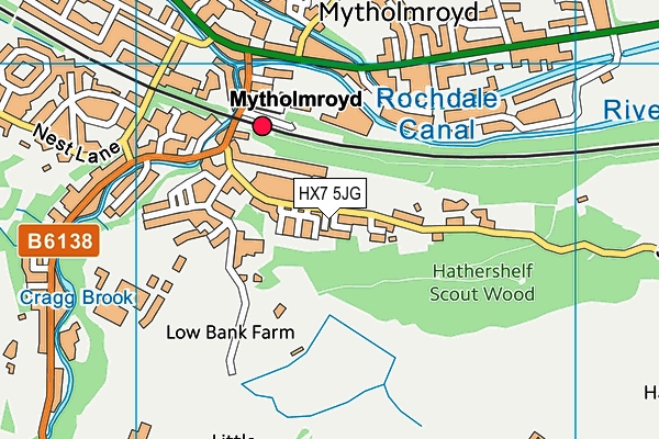 HX7 5JG map - OS VectorMap District (Ordnance Survey)