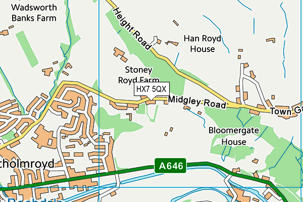 HX7 5QX map - OS VectorMap District (Ordnance Survey)