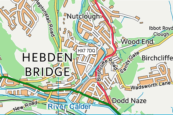 HX7 7DQ map - OS VectorMap District (Ordnance Survey)