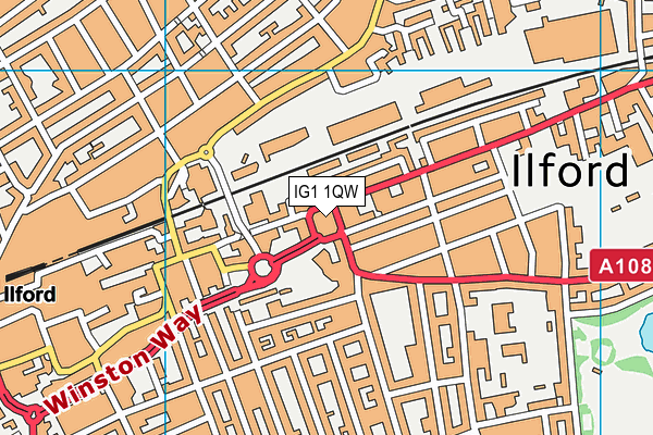 IG1 1QW map - OS VectorMap District (Ordnance Survey) IG1 1QW map - OS VectorMap District (Ordnance Survey)