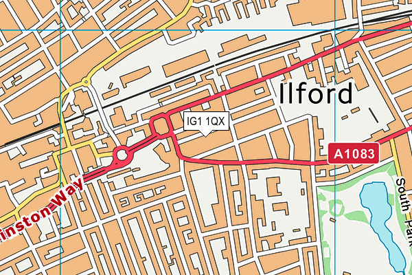 IG1 1QX map - OS VectorMap District (Ordnance Survey)