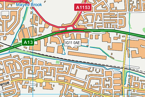 IG11 0AE map - OS VectorMap District (Ordnance Survey)