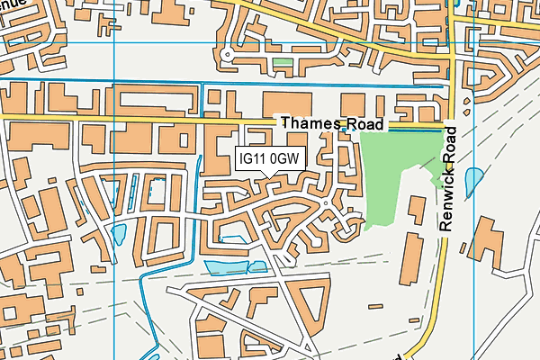 IG11 0GW map - OS VectorMap District (Ordnance Survey) IG11 0GW map - OS VectorMap District (Ordnance Survey)