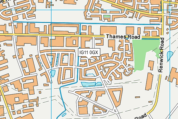 IG11 0GX map - OS VectorMap District (Ordnance Survey) IG11 0GX map - OS VectorMap District (Ordnance Survey)