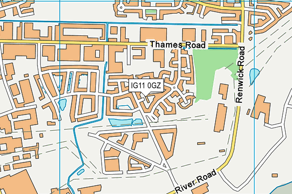 IG11 0GZ map - OS VectorMap District (Ordnance Survey) IG11 0GZ map - OS VectorMap District (Ordnance Survey)