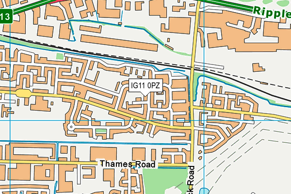 IG11 0PZ map - OS VectorMap District (Ordnance Survey) IG11 0PZ map - OS VectorMap District (Ordnance Survey)
