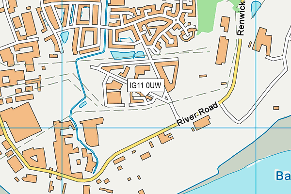 IG11 0UW map - OS VectorMap District (Ordnance Survey) IG11 0UW map - OS VectorMap District (Ordnance Survey)