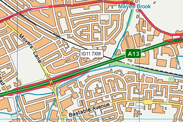 IG11 7XW map - OS VectorMap District (Ordnance Survey) IG11 7XW map - OS VectorMap District (Ordnance Survey)