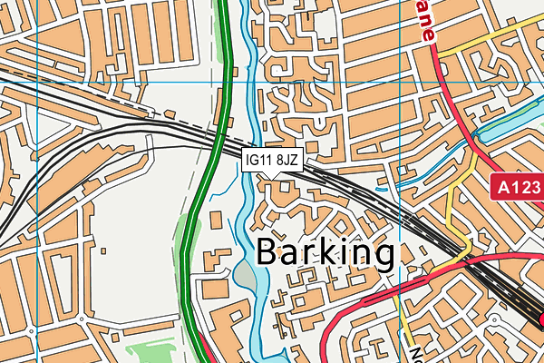 IG11 8JZ map - OS VectorMap District (Ordnance Survey)