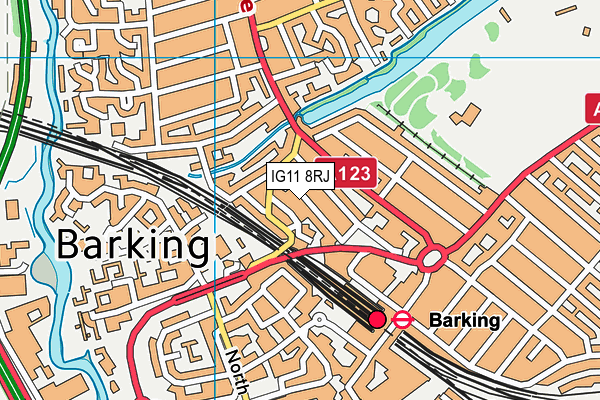 IG11 8RJ map - OS VectorMap District (Ordnance Survey)