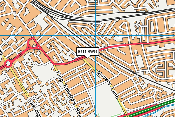 IG11 8WG map - OS VectorMap District (Ordnance Survey)