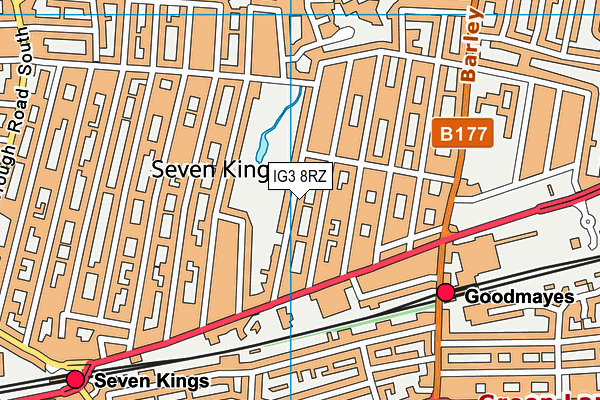 IG3 8RZ map - OS VectorMap District (Ordnance Survey)