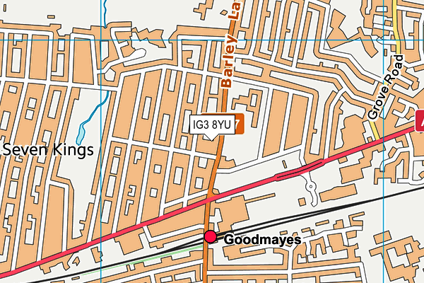 IG3 8YU map - OS VectorMap District (Ordnance Survey) IG3 8YU map - OS VectorMap District (Ordnance Survey)